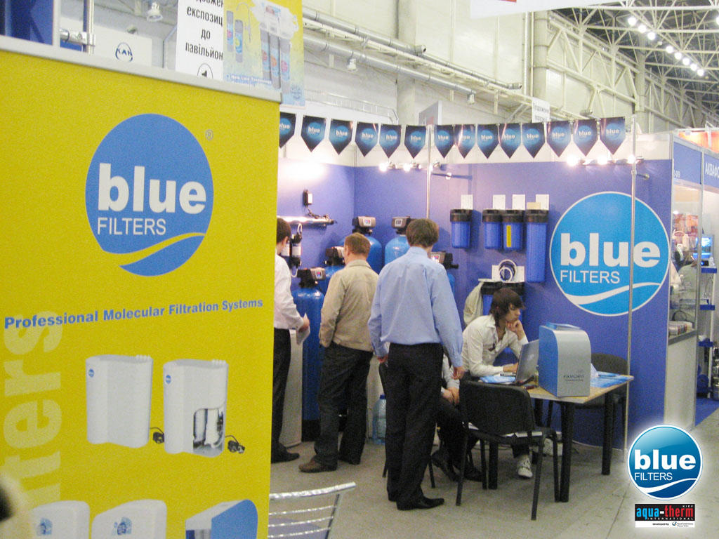 Стенд компании Bluefilters Group Украина. Аква-Терм Киев 2009.